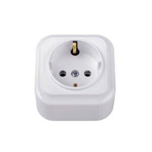 Розетка 1-ая (открытая, с/з) белая, Вариант, Bylectrica