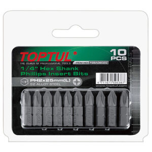 Насадка крестообразная PH3 25мм 10шт блистер TOPTUL