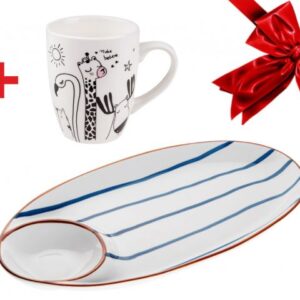 Блюдо керамическое, 33х17.5х2.8 см, серия MARINE + Кружка керамическая, 360 мл., FUNNY ANIMALS-3