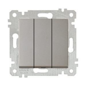 Выключатель 3-клав. (скрытый, без рамки, винт. зажим) титан, RITA, MUTLUSAN