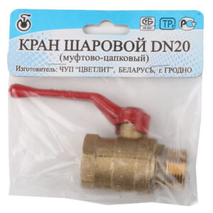 Кран шаровый 3/4" нар.-вн. ручка PN1,6 МПа, 11Б27п5, Цветлит (инд. упаковка)