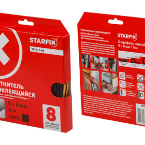 Уплотнитель "D" черный  9х8мм 6м (сдвоенный профиль 2х3м) STARFIX