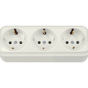 Розетка 3-ая (открытая, с/з) бежевая, Вариант, Bylectrica