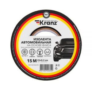 Изолента автомобильная флис, 0.3х25 мм, 15 м KRANZ