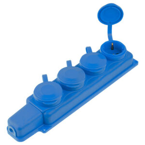 Розетка 4-ая переносная (с/з, 16А, 250В, брызг. защ.) каучук, синяя Юпитер