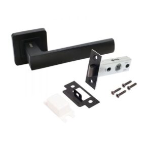 Комплект ручка и защелка АЛЛЮР АРТ "КОЛОМБО"  BL+L45-8 BL (23150/S45) матовый черный  (20) (компл)