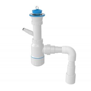 Сифон для умывальника с выпуском 70мм,с отводом для стир. маш.,с гибкой трубой 1 1/2"-40/50мм, AV En