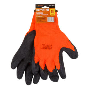 Перчатки утепленные акриловые с ворсом, латексное рельефное покрытие, 10 р-р STARTUL
