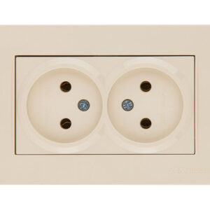 Розетка 2-ая (скрытая, б/з, керамика) кремовая, RITA, MUTLUSAN