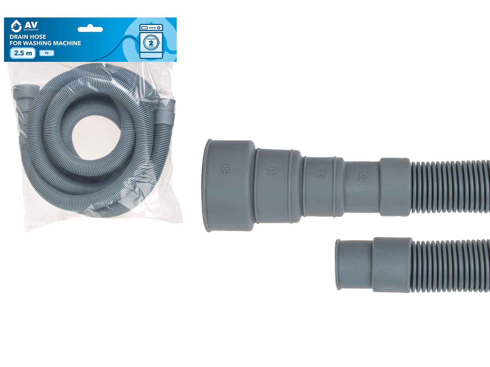 Шланг сливной для стиральной машины 2,5 ПЭ, AV Engineering