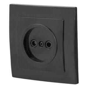 Розетка 1-ая (скрытая, б/з) черная, Стандарт, Юпитер