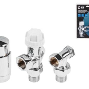 Комплект кранов осевой 1/2" для радиатора ХРОМ, AV Engineering (инд. упак.)