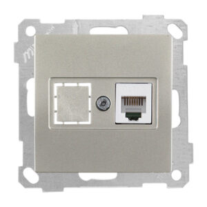 Розетка телефонная 1хRJ12 (скрытая, без рамки) титан, DARIA, MUTLUSAN