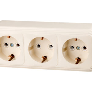 Розетка 3-ая (открытая, с/з) бежевая, Стандарт, Юпитер