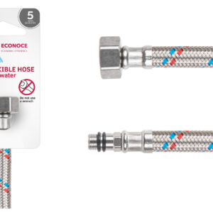 Подводка гибкая, SUS, иголка м10 короткая - гайка 1/2" 100 см ECONOCE