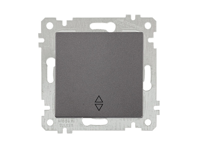 Выключатель проходной 1-клав. (скрытый, без рамки, пруж. зажим) дымчатый, RITA, MUTLUSAN