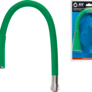 Излив гибкий с двухрежимной лейкой зелёный для смесителя, AV Engineering