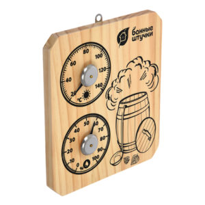 Термометр с гигрометром Банная станция "Пар и жар" для бани и сауны, 15х17х2,5 см, "Банные штучки"