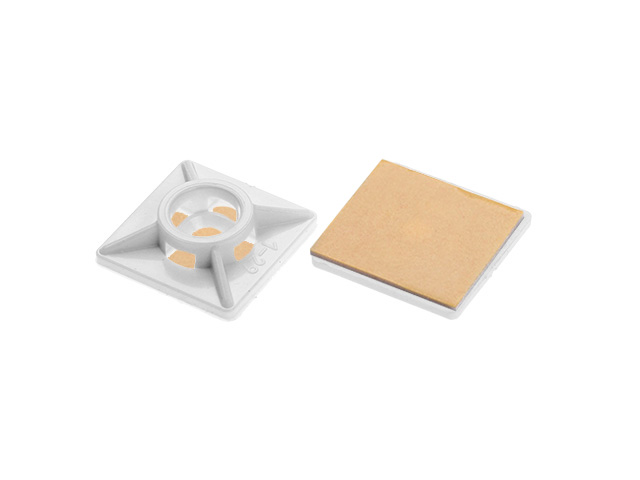 Площадка для хомута-стяжки 19х19 мм самоклеящаяся, белая (100 шт в пласт. конт.) STARFIX