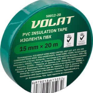 Изолента ПВХ 15ммх20м зеленая ВОЛАТ