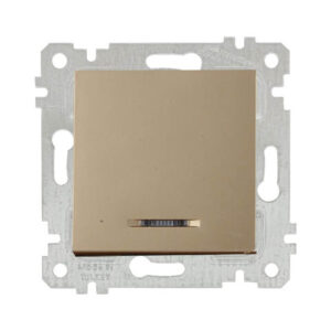 Выключатель 1-клав. (с подсветкой, скрытый, без рамки, винт. зажим) золото, RITA, MUTLUSAN