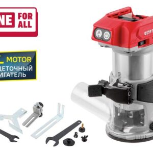 Аккум. фрезер кромочный WORTEX CMM 1835 в кор. ALL1 XLT SOLO БЕСЩЕТ., 18 В, цанга 6/8, рег. об, конс