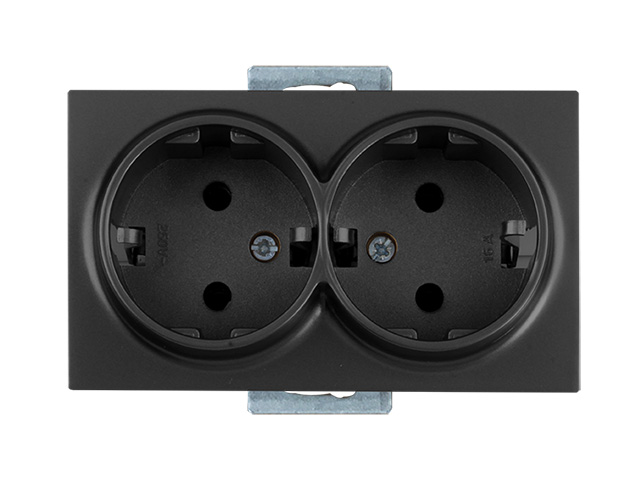 Розетка 2-ая (скрытая,с/з, керамика) дымчатая, DARIA, MUTLUSAN