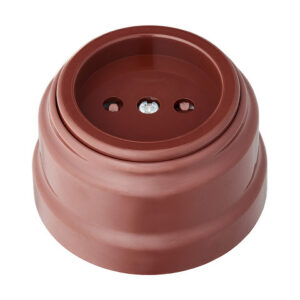 Розетка 1-ая (открытая, б/з, з/ш) коричневая, Ретро, BYLECTRICA