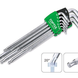 Набор ключей Torx T10-Т50 9шт длинных, с отверстием и шариком TOPTUL