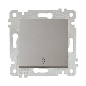 Выключатель проходной 1-клав. (скрытый, без рамки, пруж. зажим) титан, RITA, MUTLUSAN