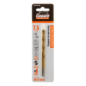 Сверло по металлу ц/х 7.5х69х109 мм HSS TIN GEPARD
