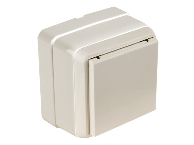 Розетка 1-ая (открытая, с/з, с крышкой) кремовая, BRON, MUTLUSAN