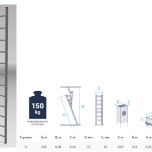 Лестница алюм. односекц. 315см 12 ступ., 4,3кг PRO STARTUL (ST9945-12)