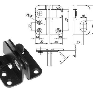 Проушины для замка с фиксатором черн.мат. STARFIX