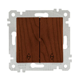 Выключатель проходной 2-клав. (скрытый, без рамки, пруж. зажим) орех, RITA, MUTLUSAN