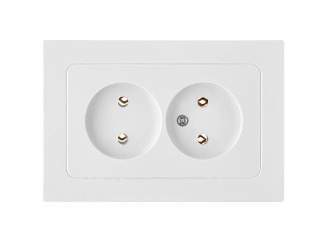 Розетка 2-ая (скрытая, б/з) белая, Astrum, BYLECTRICA