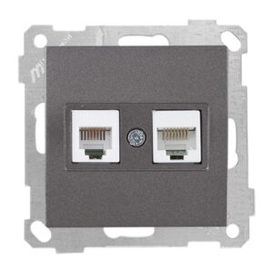 Розетка телефонная + компьютерная (RJ12+Cat5e, скрытая, без рамки) дымчатая, DARIA, MUTLUSAN