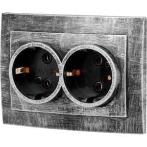 Розетка 2-ая (скрытая, с/з) серебро, Стандарт, Юпитер