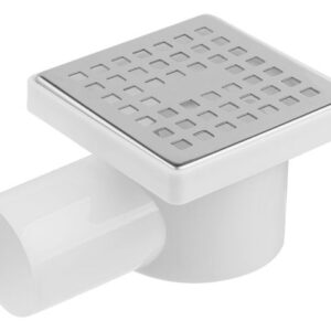 Сливной трап горизонтальный D 50, с сухим затвором, решетка нерж. 100х100 мм, AV Engineering