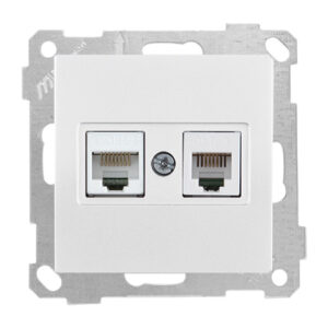 Розетка телефонная + компьютерная (RJ12+Cat5e, скрытая, без рамки) белая, DARIA, MUTLUSAN