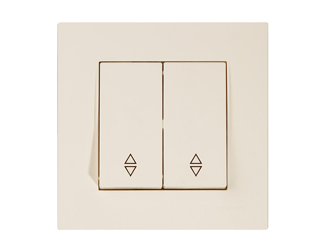 Выключатель проходной 2-клав. (скрытый, пруж. зажим) кремовый, RITA, MUTLUSAN