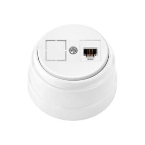 Розетка 1-ая телефонная (открытая) белая, Ретро, BYLECTRICA