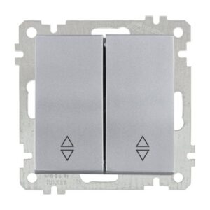 Выключатель проходной 2-клав. (скрытый, винт. зажим) серебро, ELITRA, MUTLUSAN