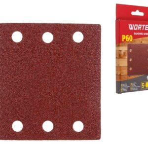Шлифлист 100х110мм Р60 д/дерева самосцепл. 6 отв. 5 шт. WORTEX