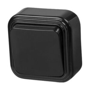 Выключатель 1 клав. (открытый, 6А) черный, Пралеска, Bylectrica