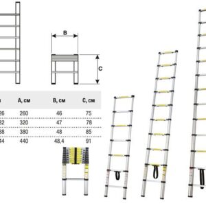 Лестница телескопическая 1-секц. алюм. 260см, 9 ступ. 6,4кг STARTUL (ST9734-026)