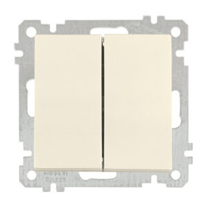 Выключатель 2-клав. (скр, б/рамки, пруж. заж) кремовый, CANDELA (DARIA), MUTLUSAN