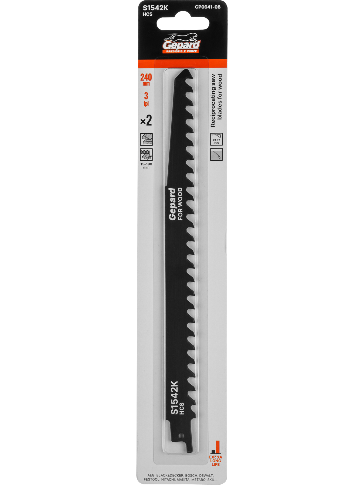 Пилка сабельная по дереву S1542K (2 шт.) GEPARD