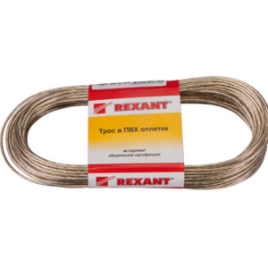 Трос стальной в ПВХ оплетке d=2,0 мм, прозрачный (моток 20 м)  REXANT