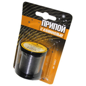 Припой ПОС 61 трубка, катушка ф1мм, с канифолью (100г) в блистере